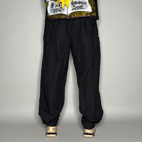 Vintage Y2K Nike Track Pants Mens XL Baggy Wide Leg Jet Black Sweatpants - Picture 4 of 5